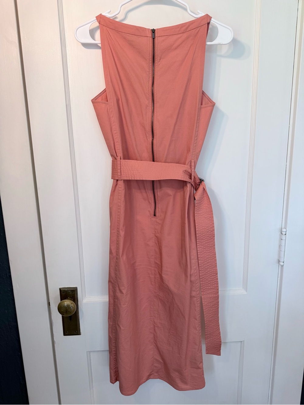 Ann Taylor Coral Sleeveless Midi Dress with Self Tie Waist - Picture 2 of 3